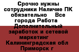 Срочно нужны сотрудники.Наличие ПК обязательно! - Все города Работа » Дополнительный заработок и сетевой маркетинг   . Калининградская обл.,Приморск г.